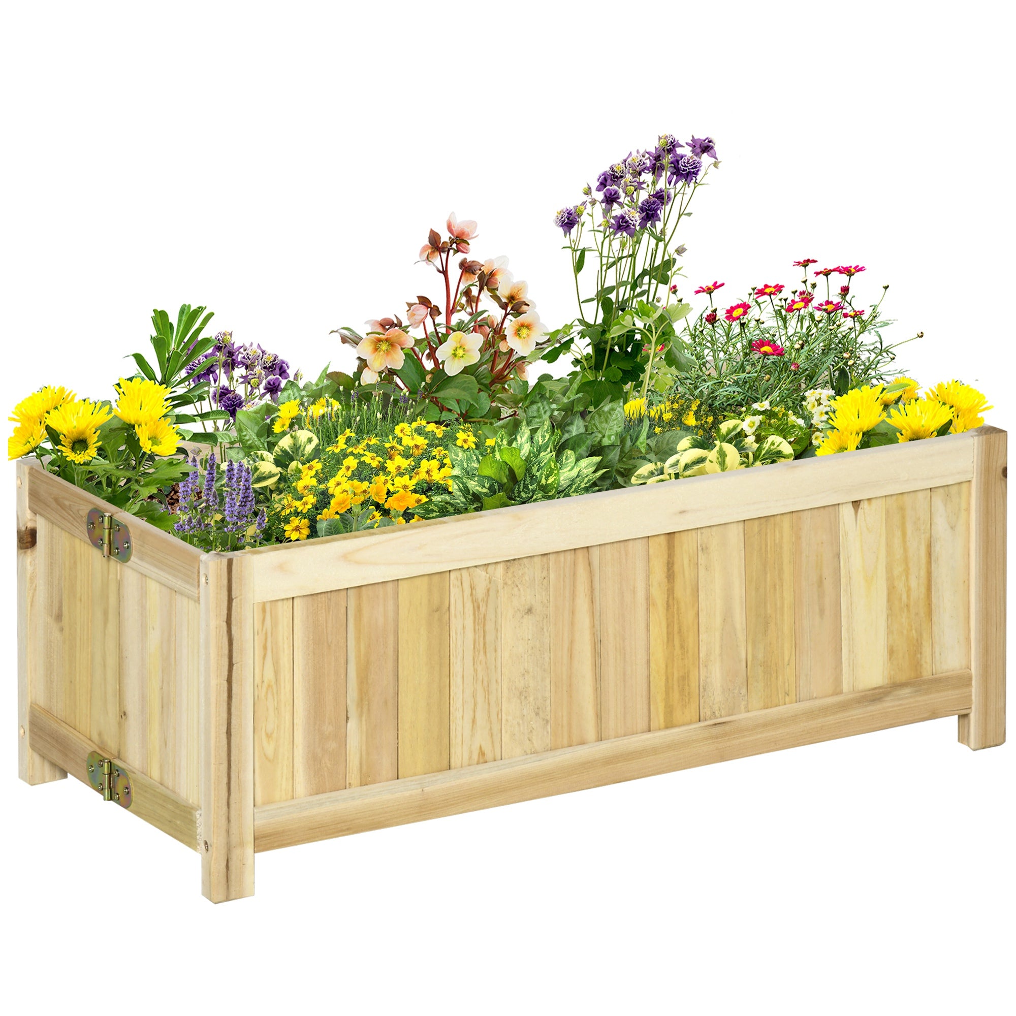 Sammenklappelig Hævet Havebed, Massivt Træ, Vejrbestandig, 70 Cm X 30 Cm X 25 Cm, Naturlig Black Friday Aosom Tilbud