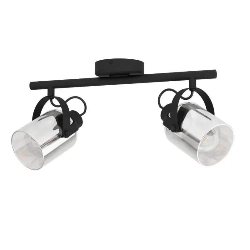 Berregas Spotskinne 2xe27 Sort Røg   Spotlampe   99053 Black Friday Eglo Tilbud