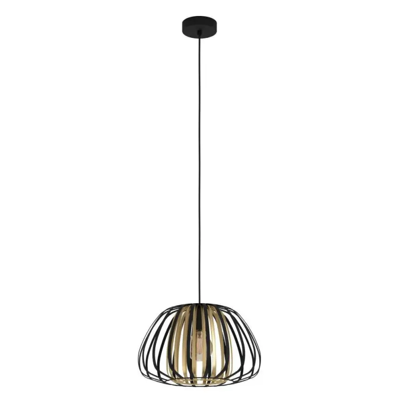 Encinitos Pendel E27 ø375 Sort Guld   Pendellampe   99666 Black Friday Eglo Tilbud