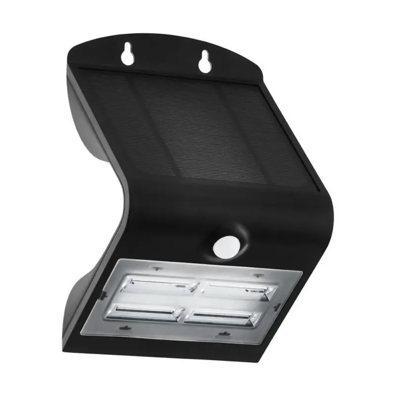 Lamozzo Solcelle Væg Sensor 440lm 2000mah 3000 4000 6000k Ip54 Sort   Solcellelampe   900255 Black Friday Eglo Tilbud