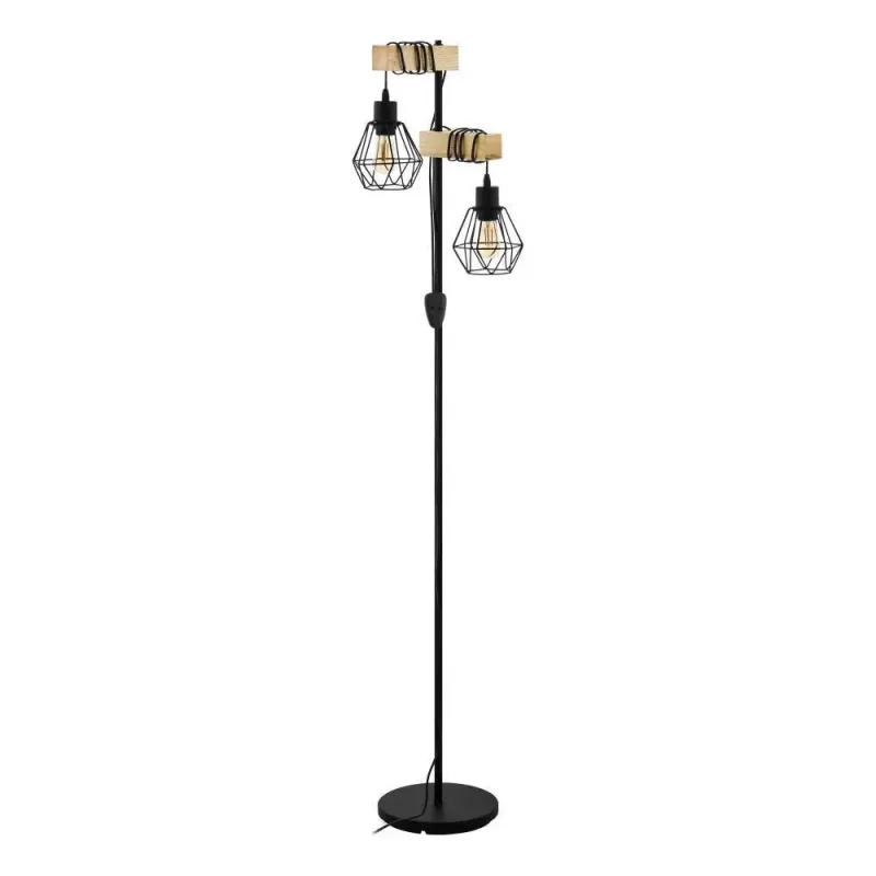 Townshend Gulv 2l Sort Træ   Gulvlampe   43137 Black Friday Eglo Tilbud