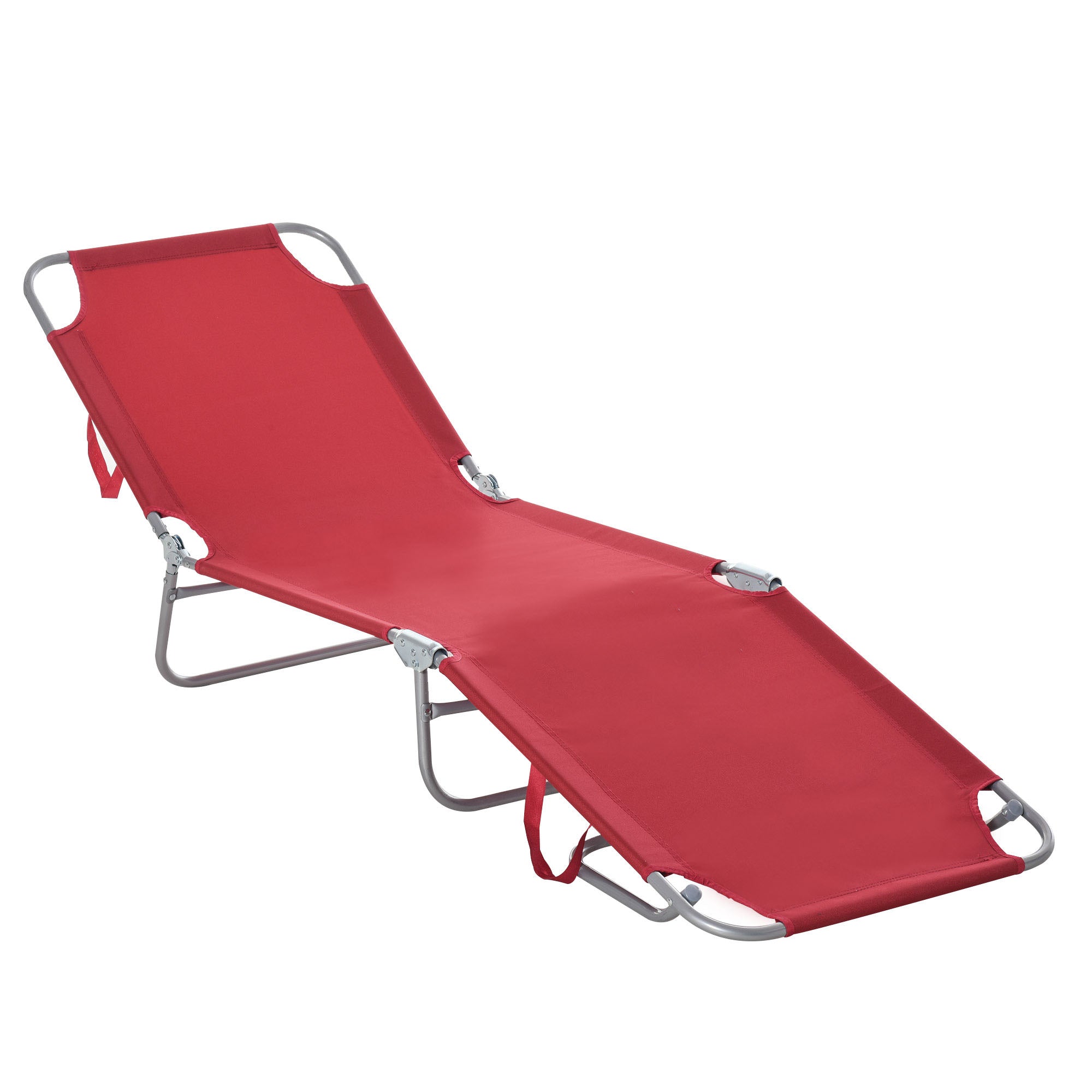 Solseng, Foldbar, Justerbar Ryglæn, Rustfri Metalramme, 187 X 55 X 24 Cm, Bordeaux Black Friday Aosom Tilbud