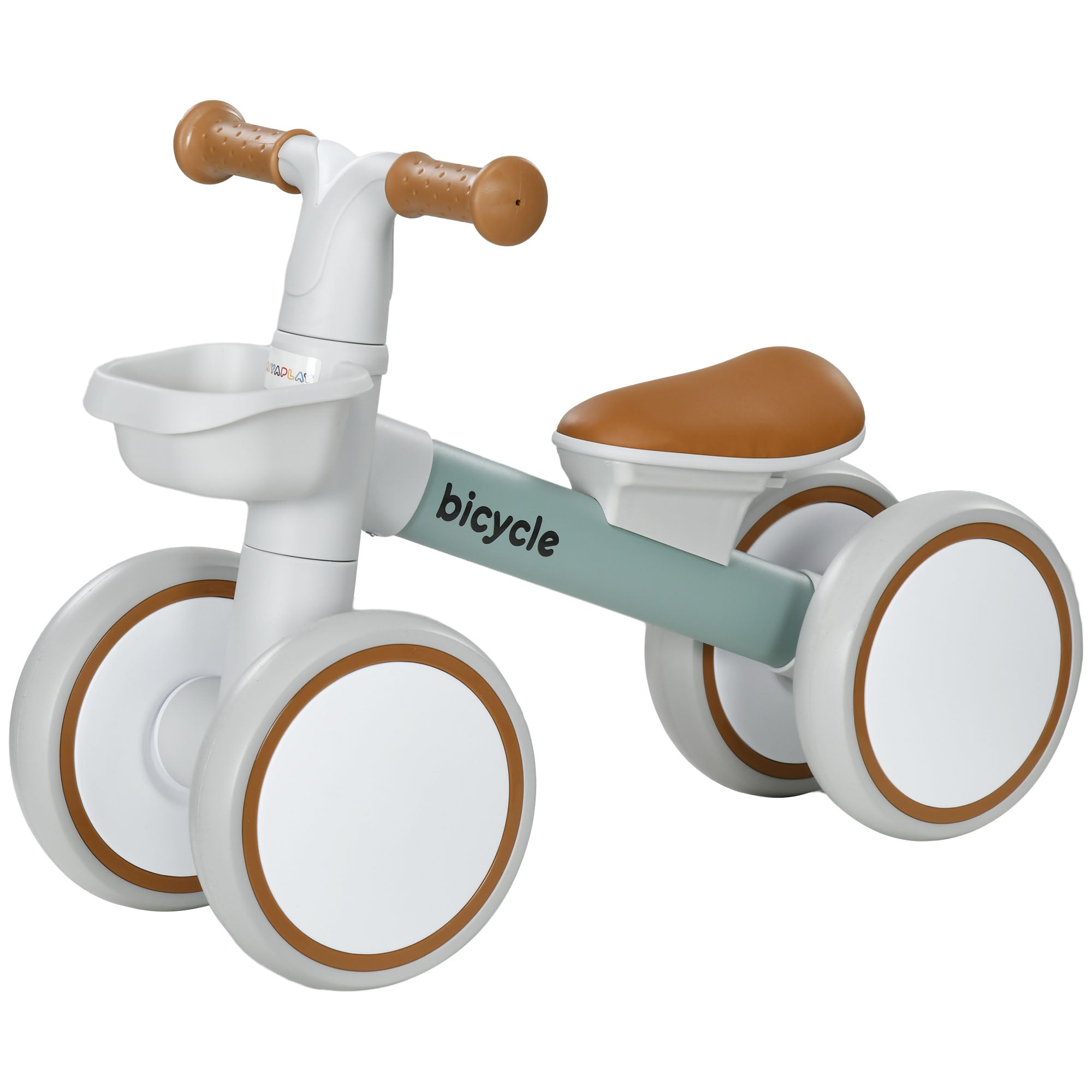 Løbecykel, Justerbart Sæde, Med Hjul, Til 1 3 år, Op Til 20 Kg, Grøn Hvid Black Friday Aosom Tilbud