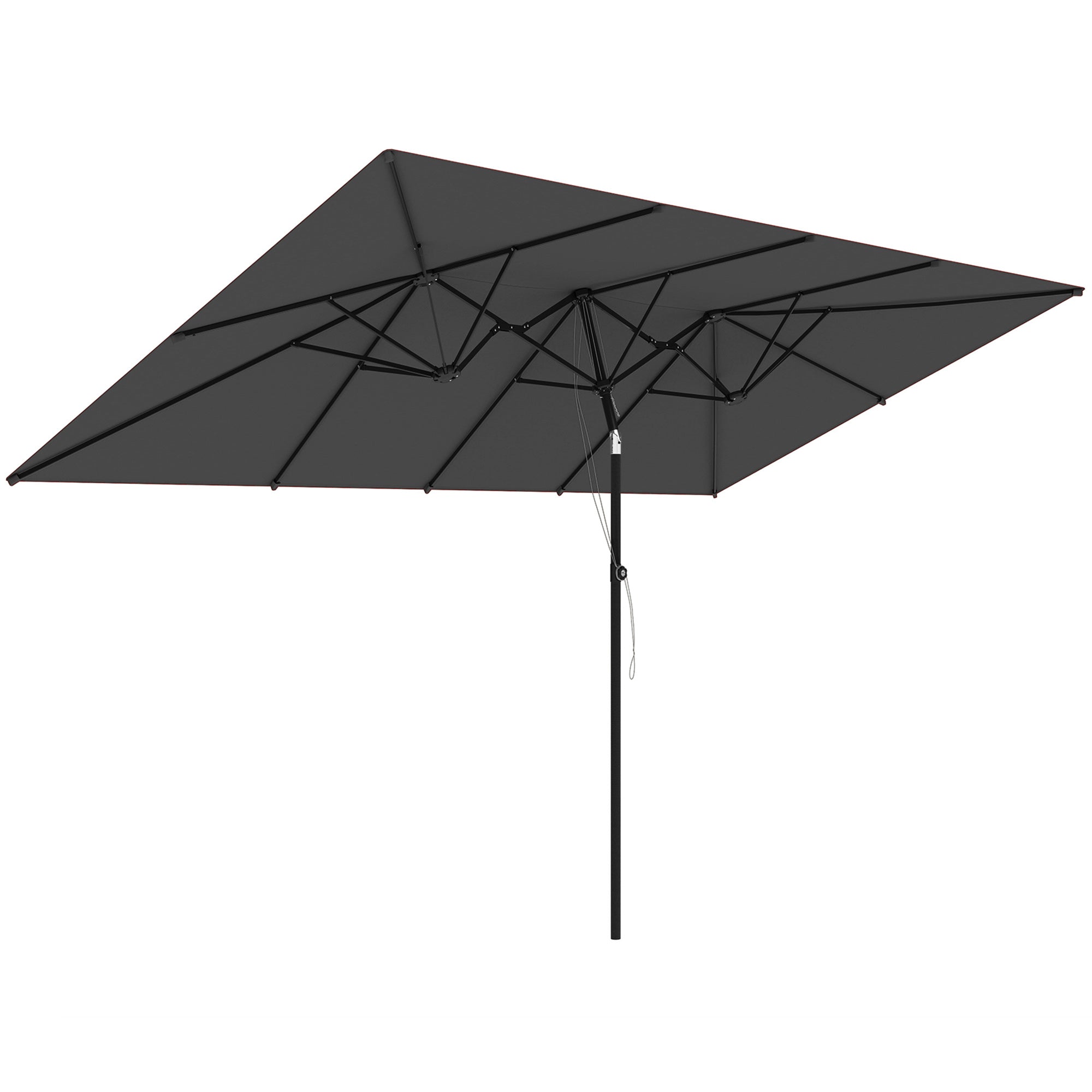 Stor Parasol, Højdejusterbar, Vipbar, 150x295x170 214 Cm, Grå Black Friday Aosom Tilbud