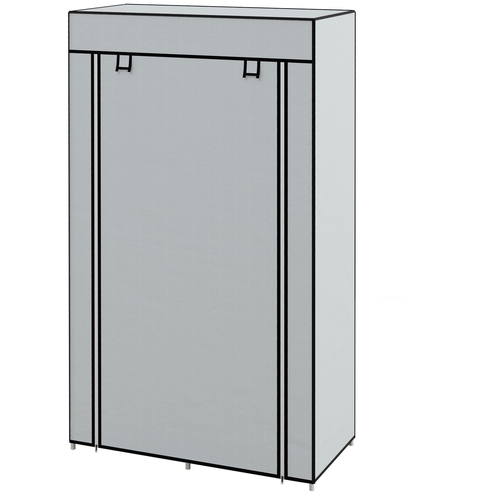 Garderobeskab I Stof Med 1 Garderobestang, 2 Skuffer, 83 X 42,5 X 162,5 Cm, Grå Black Friday Aosom Tilbud