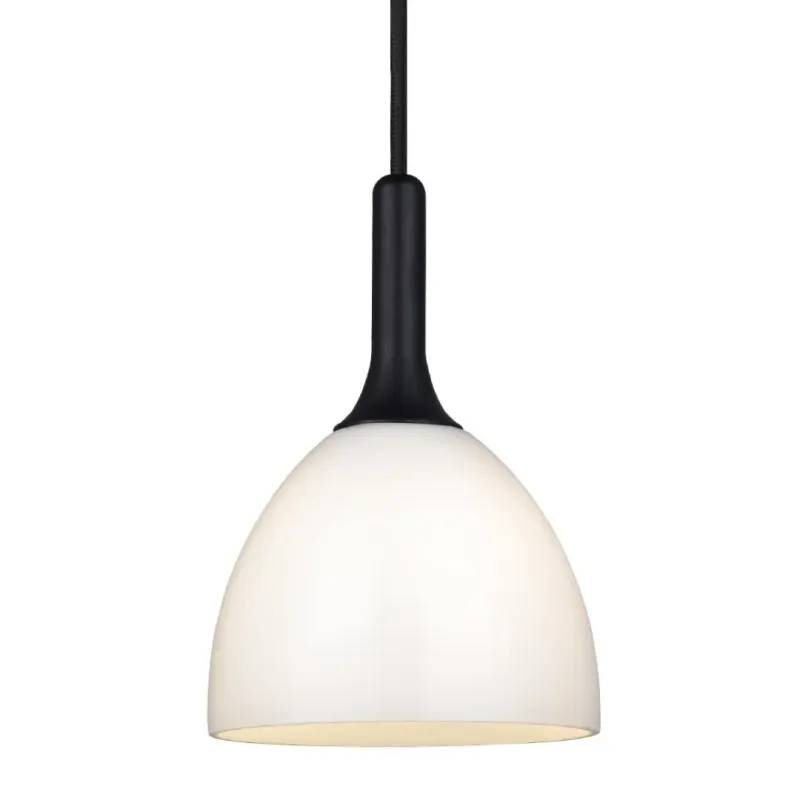 Bellevue Pendel ø14 G9, Opal   Sort Træ   742233 Black Friday Halo Design Tilbud