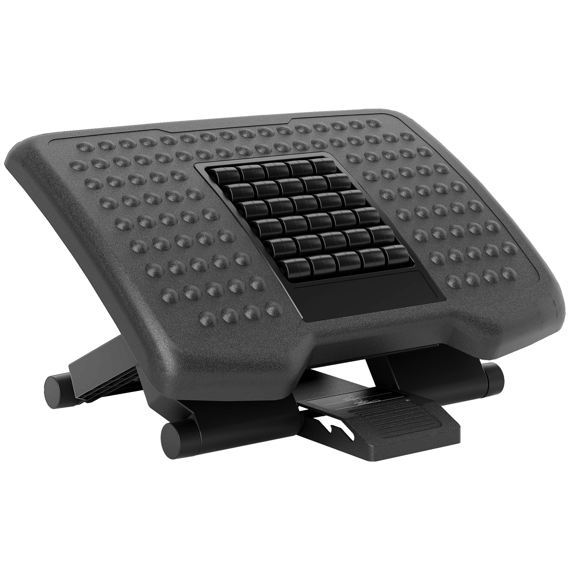 Ergonomisk Fodstøtte, Højdejusterbar, Massageflade Med Ruller, Sort, 46 X 35 Cm Black Friday Aosom Tilbud