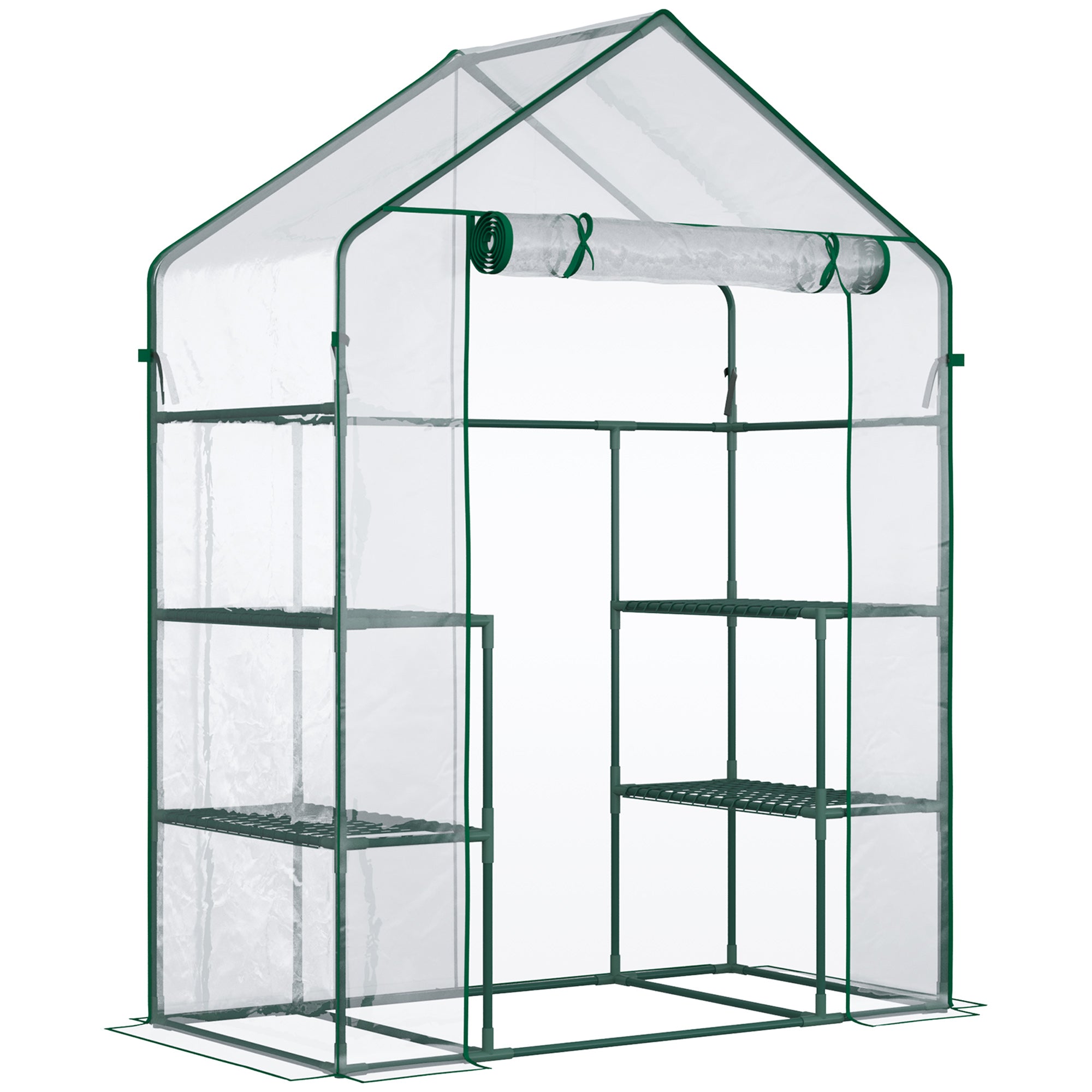 Drivhus Til Walk In Tomatdrivhus Drivhus Kold Ramme Med 6 Hylder, Transparent, Stål Pvc Plast, 142 X 73 X 195 Cm Black Friday Aosom Tilbud