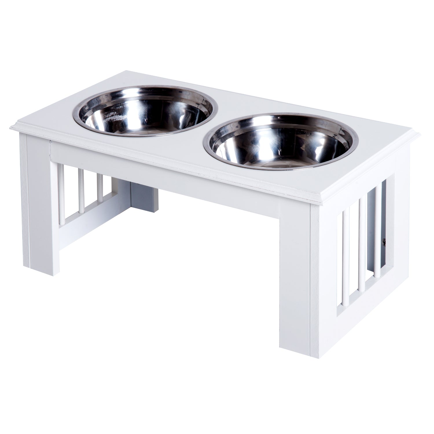 Foderstation Til Hunde, Skridsikker, 58 X 31 X 25 Cm, Hvid, 2 L Pr. Skål Black Friday Aosom Tilbud