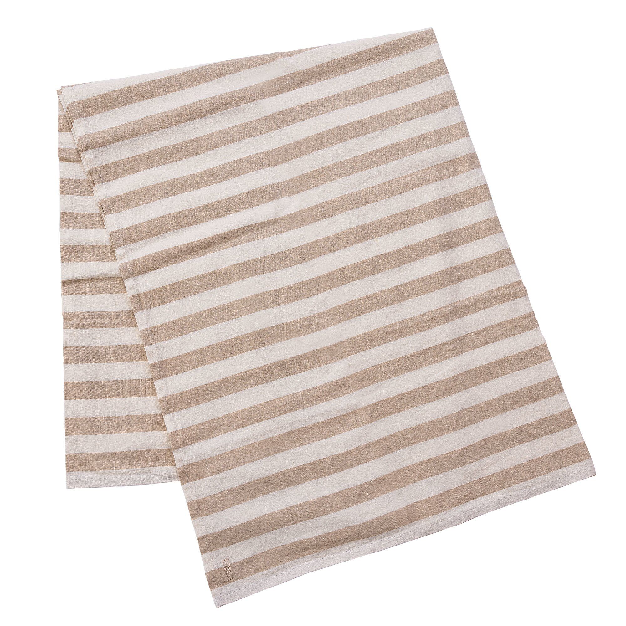 Stribet Dug 145x300 Cm, Beige Hvid Black Friday Ernst Tilbud