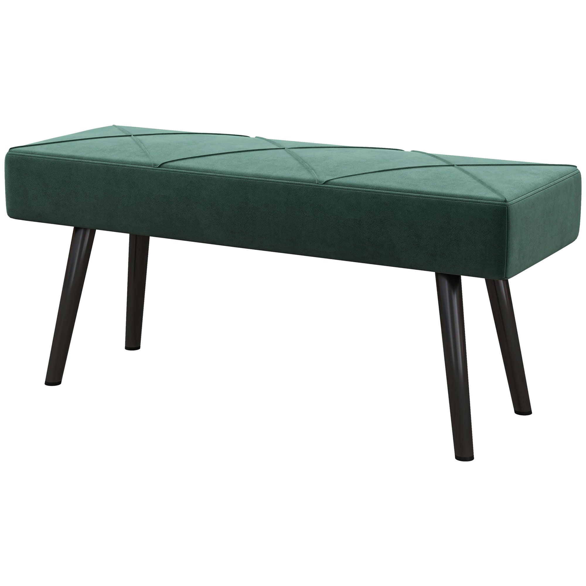 Bænk Polstret Bænk Sengebænk, Fløjlslook, 100 X 36 X 45 Cm, Grøn Black Friday Aosom Tilbud
