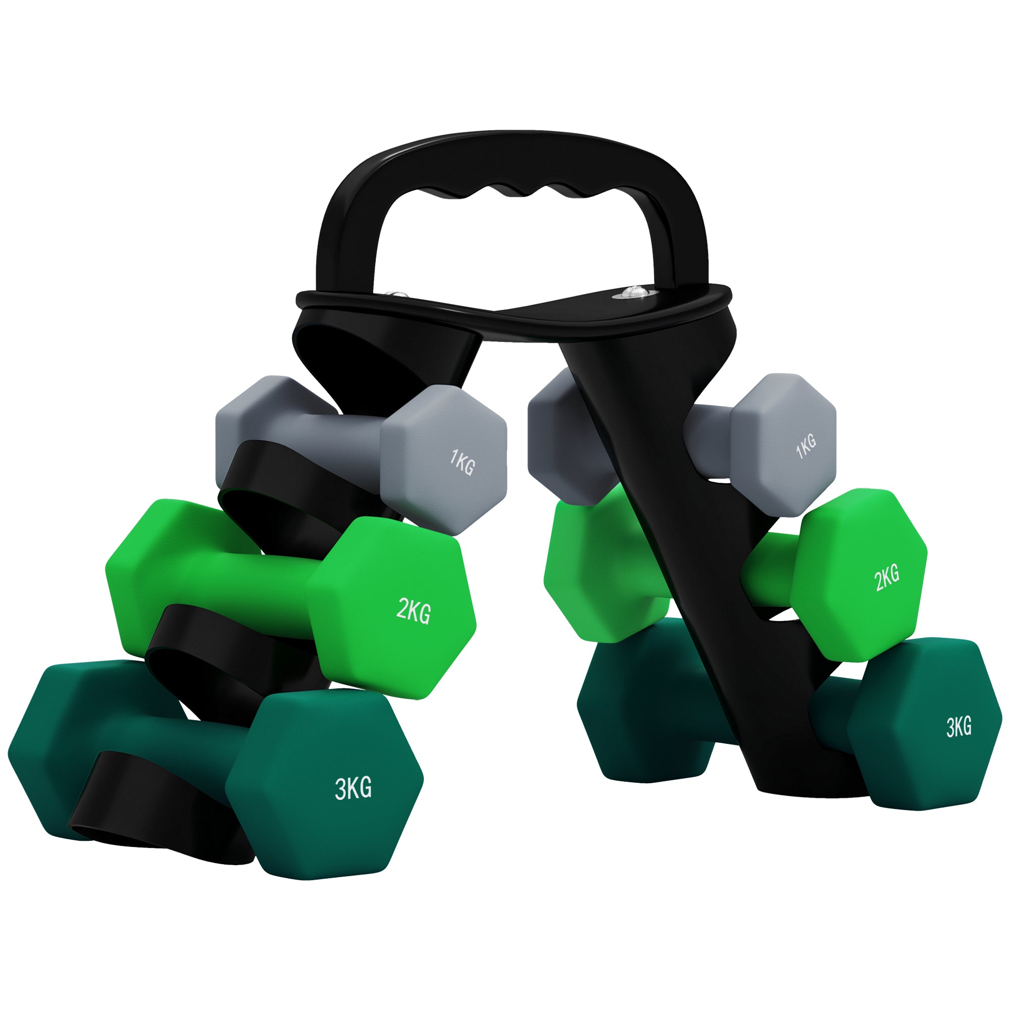 Håndvægtsæt Med Opbevaringsstativ, Sæt Med 6 Håndvægte Til Fitnesstræning, 2 X 1 Kg, 2 X 2 Kg, 2 X 3 Kg Black Friday Aosom Tilbud
