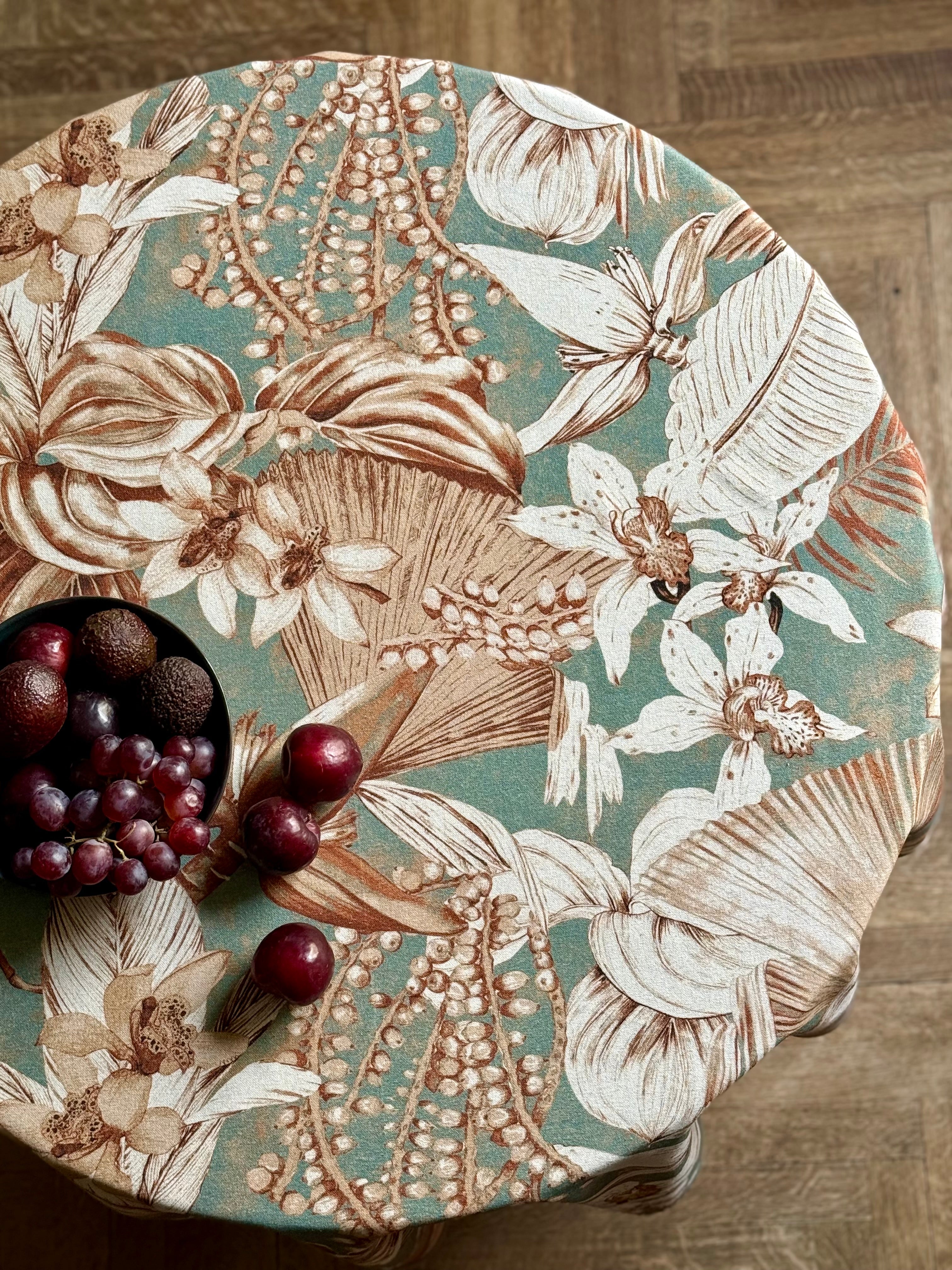 Rund Dug I Bomuld Hør Blanding | Terra Flora, ø 140cm Black Friday Hortensias Home Tilbud