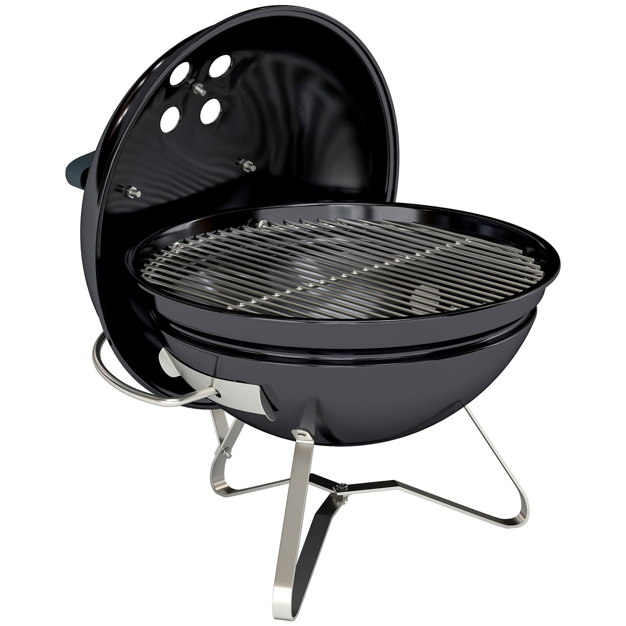 Bærbar Kulgrill Med Låg, Håndtag Og Justerbare Ventilationsåbninger Til Grill, 41x41x44 Cm, Sort Black Friday Aosom Tilbud