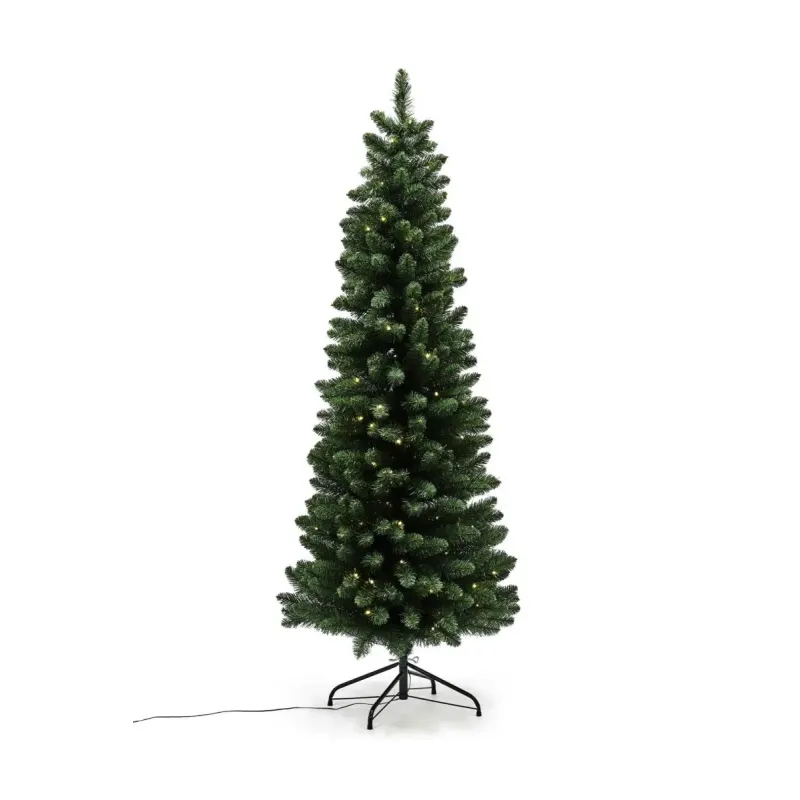 Juletræ Kunstig Smalt Pvc Nor, Klasse B+, 180x68 Cm M Led   Black Friday Nordic Winter Tilbud