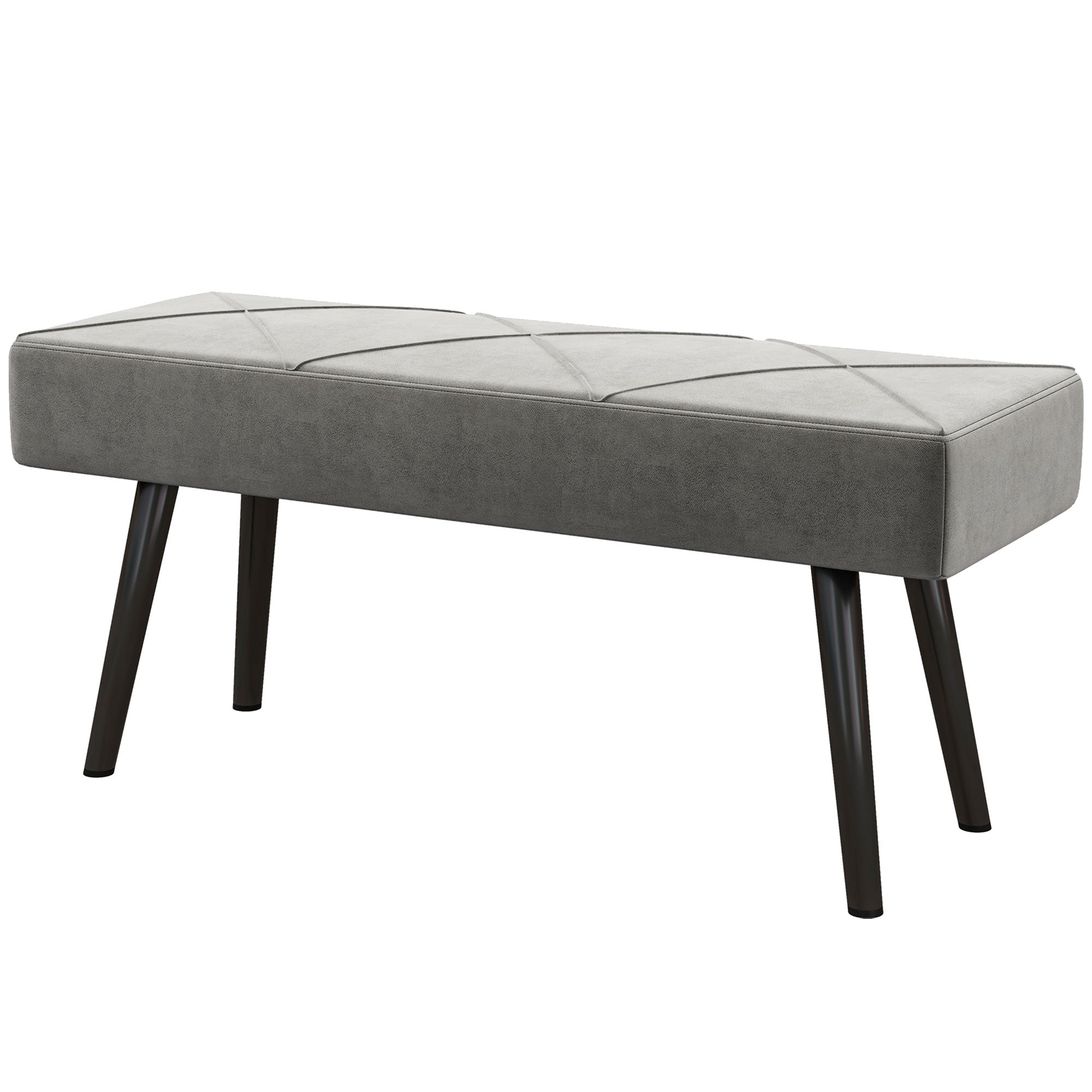 Polstret Bænk Sengebænk, Velour Look, 100 X 36 X 45 Cm, Grå Black Friday Aosom Tilbud