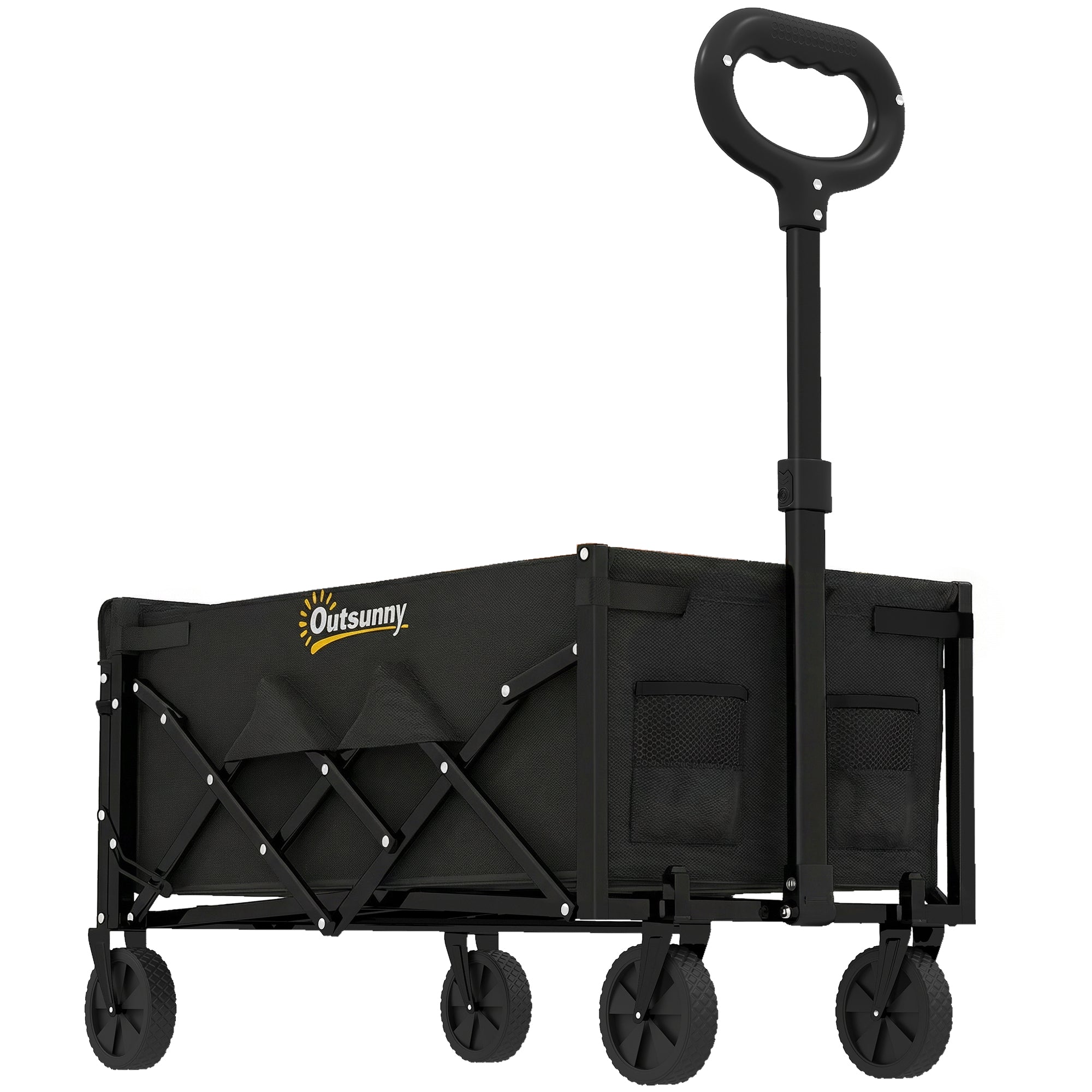 60l Foldbar Sækkevogn, Havevogn, Transportvogn Med Teleskophåndtag, Bagklap, Kopholder Black Friday Aosom Tilbud