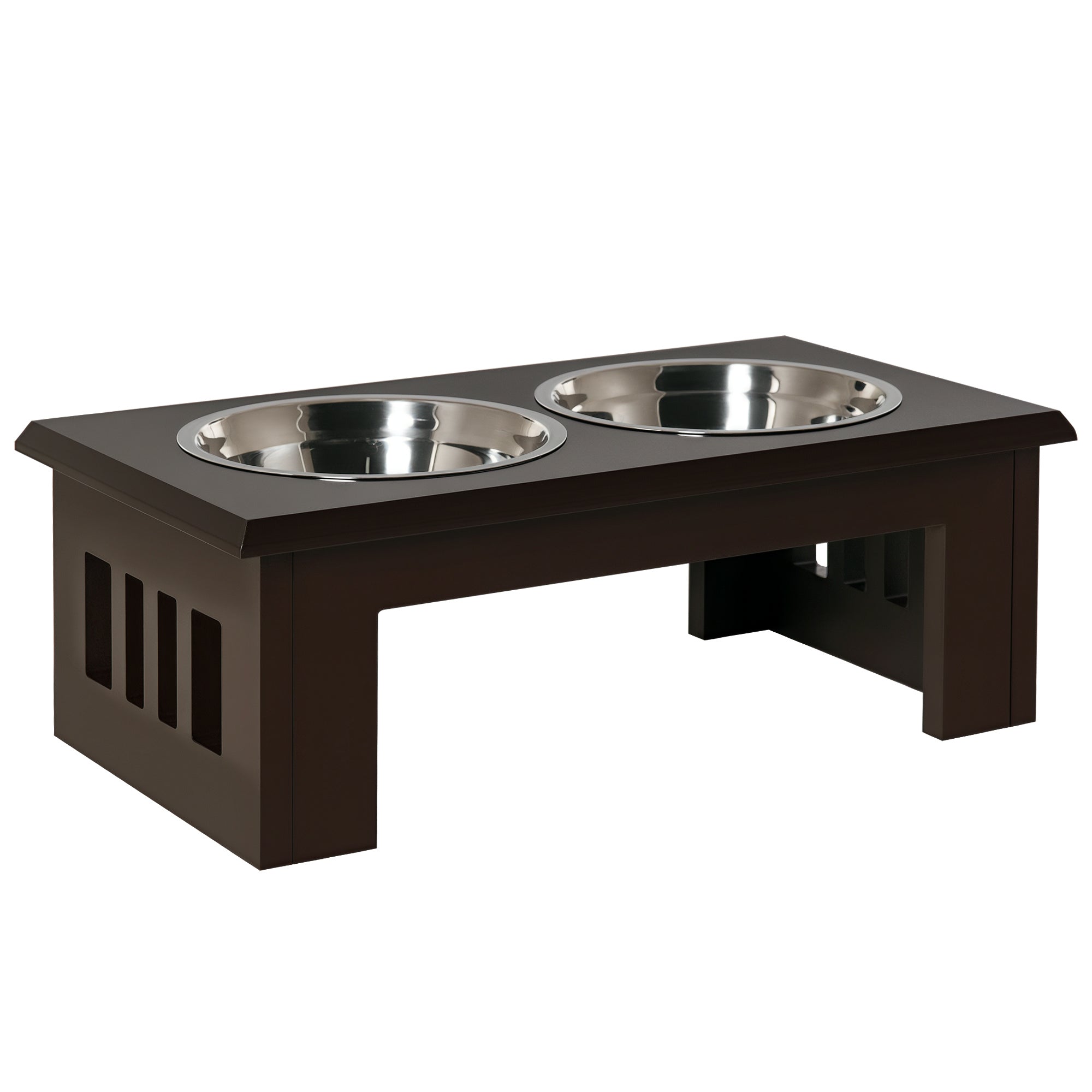Foderstation Til Hunde, Skridsikker, 58,4 X 30,5 X 25,4 Cm, Grå, 2 L Pr. Skål Black Friday Aosom Tilbud