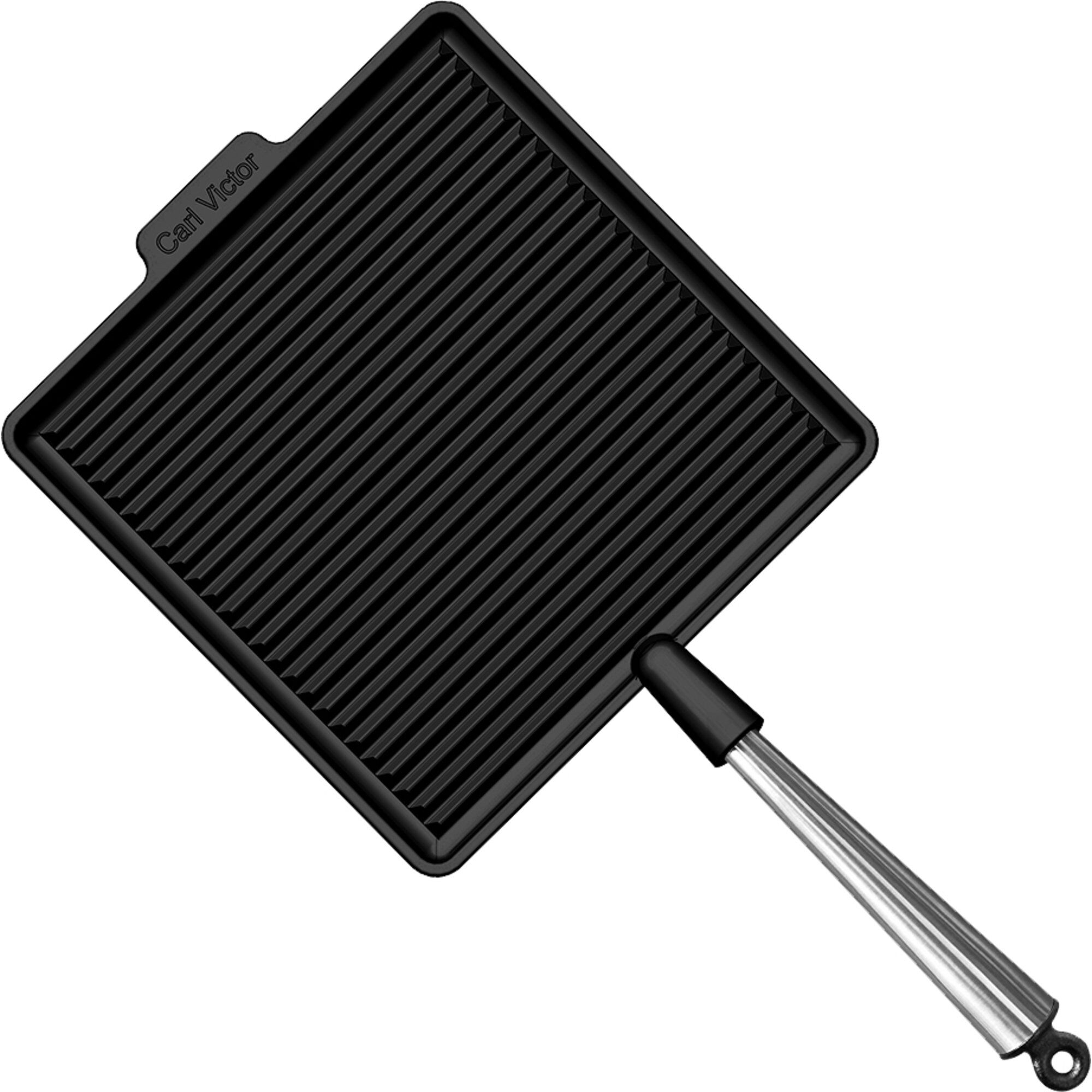 Firkantet Støbejernsgrillpande 28 Cm, Jern Black Friday Carl Victor Tilbud