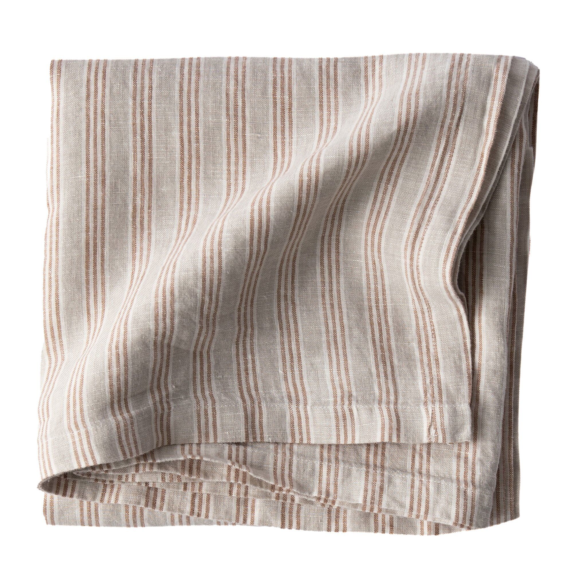 Dug I Hør 145 X 145 Cm, Hazelnut Stripe Black Friday Tell Me More Tilbud