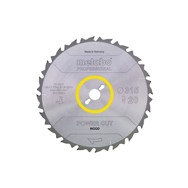 4007430177278   628016000 Rundsavklinge I Hårdmetal Power Cut Wood, Kvalitet Professional, Til Semistationære Rundsav Black Friday Metabo Tilbud