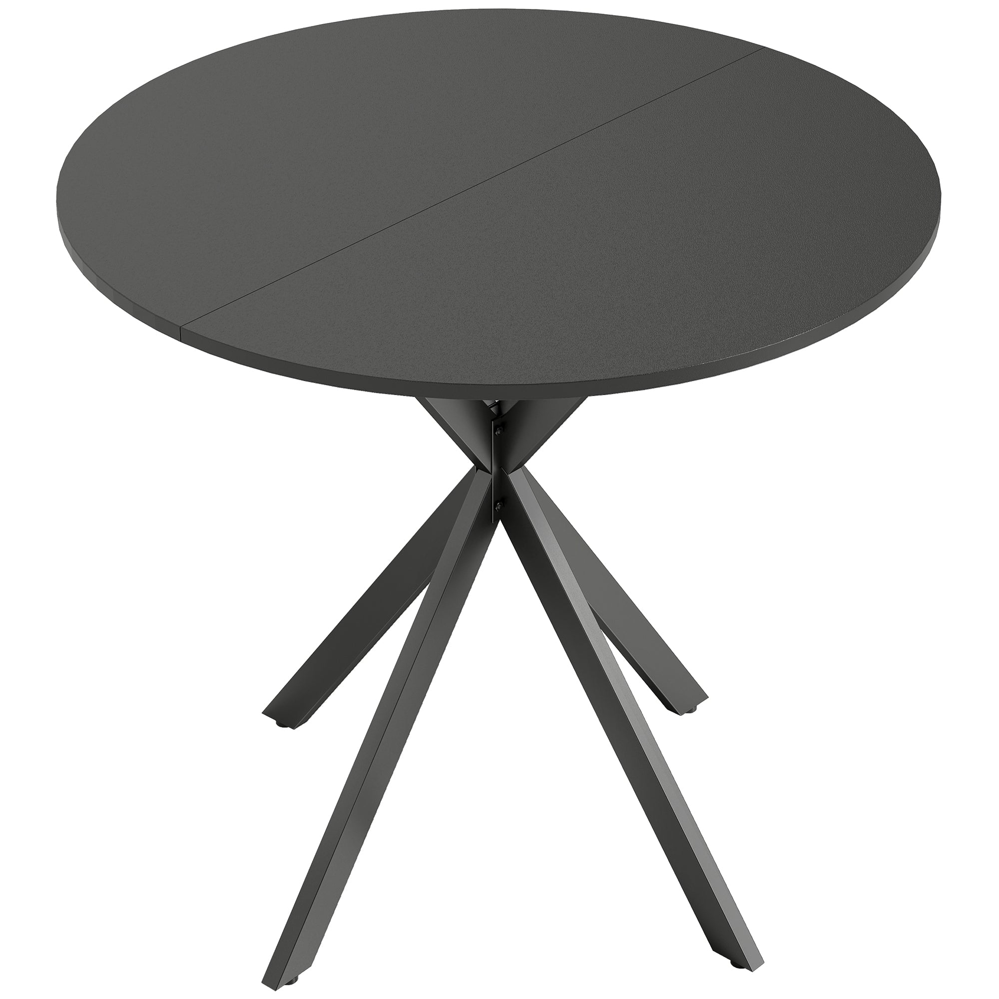 Rundt Køkkenbord, 80 Cm, Kompakt Bordplade, Spånplade, Metal, Sort Black Friday Aosom Tilbud