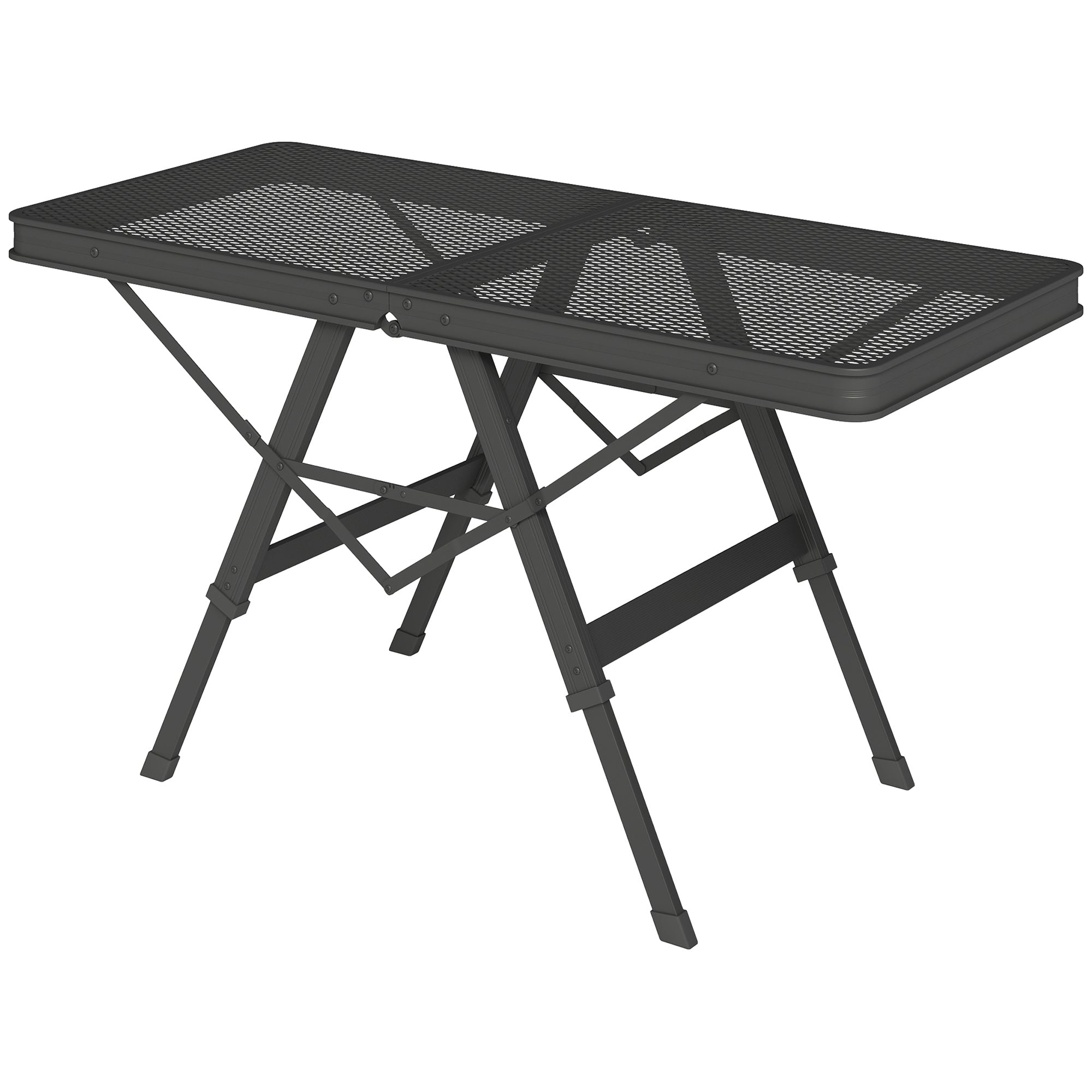 Campingbord Højdejusterbart Klapbord Med Metalgitter, Foldbart Lavet Af Aluminium Black Friday Aosom Tilbud
