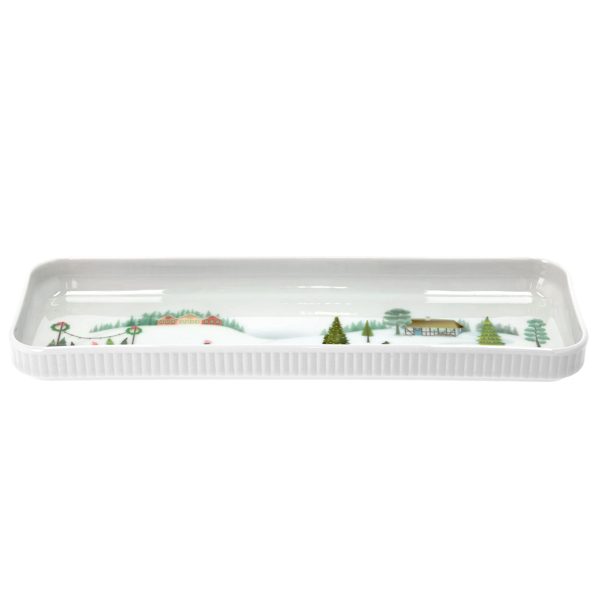 Vinter Plissé Rektangulært Fad 36 x 12 cm - Black Friday Tilbud