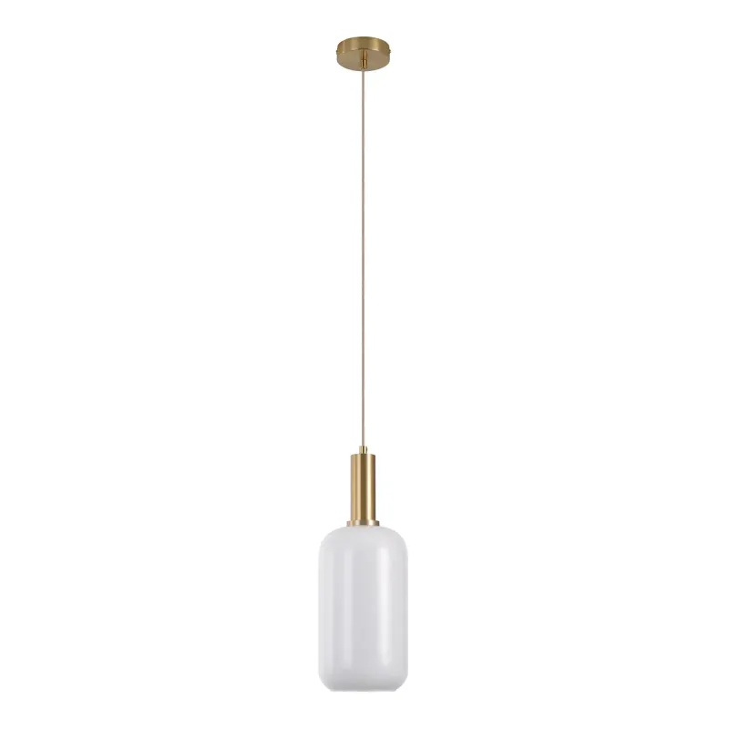 Elegant hvid glaspendel med messingfatning – Black Friday tilbud