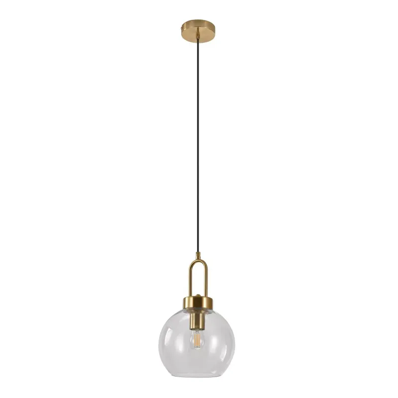Pendel Pendel I Kugleformet Klar Glas Og Messingfatningn150 Cm Stofledning Pære: E27 40w   6406100 Black Friday Homeshop Tilbud