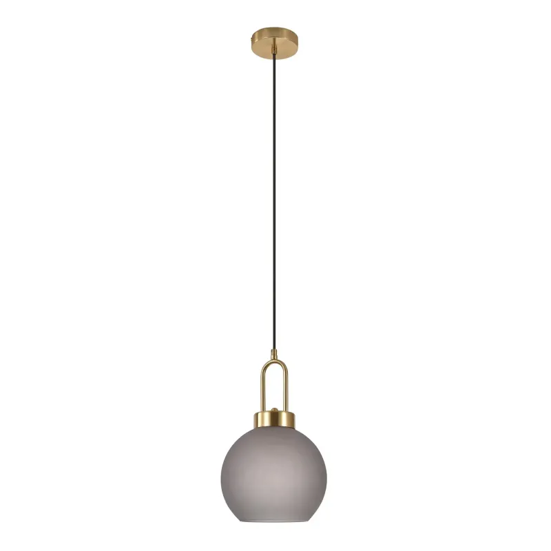 Pendel Pendel I Kugleformet Mat Smokey Glas Og Messingfatningn150 Cm Stofledning Pære: E27 40w   6406105 Black Friday Homeshop Tilbud