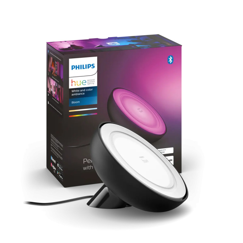 Bloom White And Color Ambiance Led Bordlampe Sort Black Friday Philips Hue Tilbud