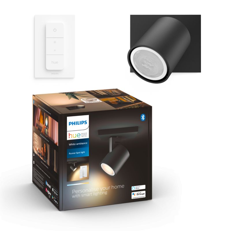 Runner Hue Single Spot Sort 1x4.2w   Spot   White Ambiance Black Friday Philips Hue Tilbud