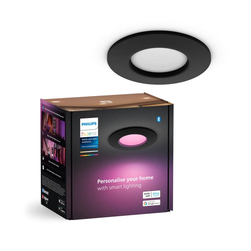 Slim White And Color Ambiance Indbygningsspot Sort ø90 Mm Black Friday Philips Hue Tilbud