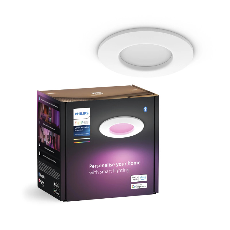 Slim White And Color Ambiance Indbygningsspot Hvid ø90 Mm Black Friday Philips Hue Tilbud