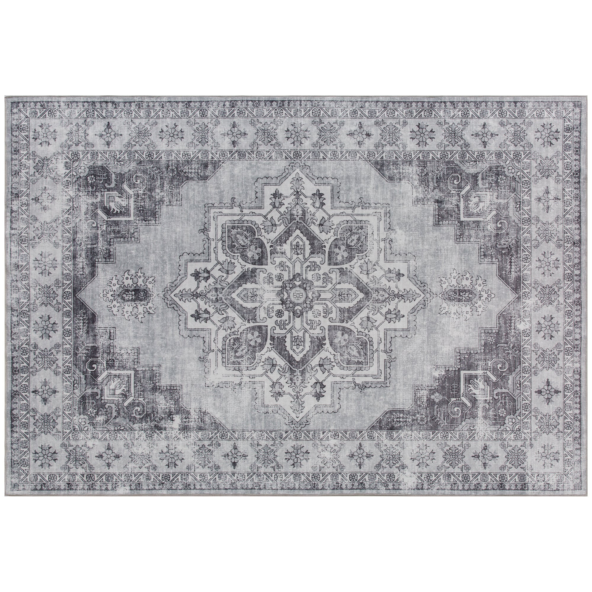 Maskinvaskbart, Skridsikkert Stuetæppe Med Flannel Look, 230 X 160 Cm, Grå Black Friday Aosom Tilbud