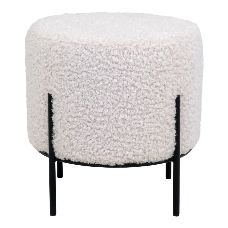 Puf I Hvid Kunstig Lammeskind   1501170 Black Friday Homeshop Tilbud