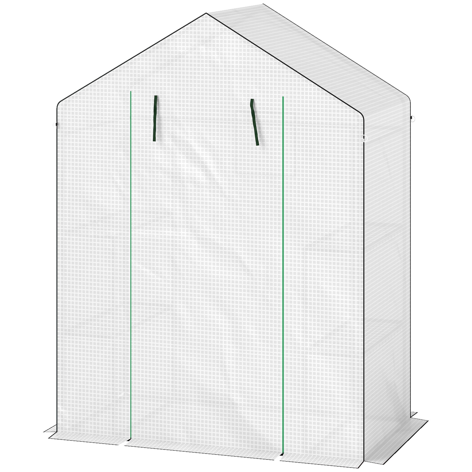 Drivhus Med Hylder, Minidrivhus, Uv Bestandigt, Netvindue, Lynlåsdør, 143l X 74b X 190h Cm, Hvid Black Friday Aosom Tilbud