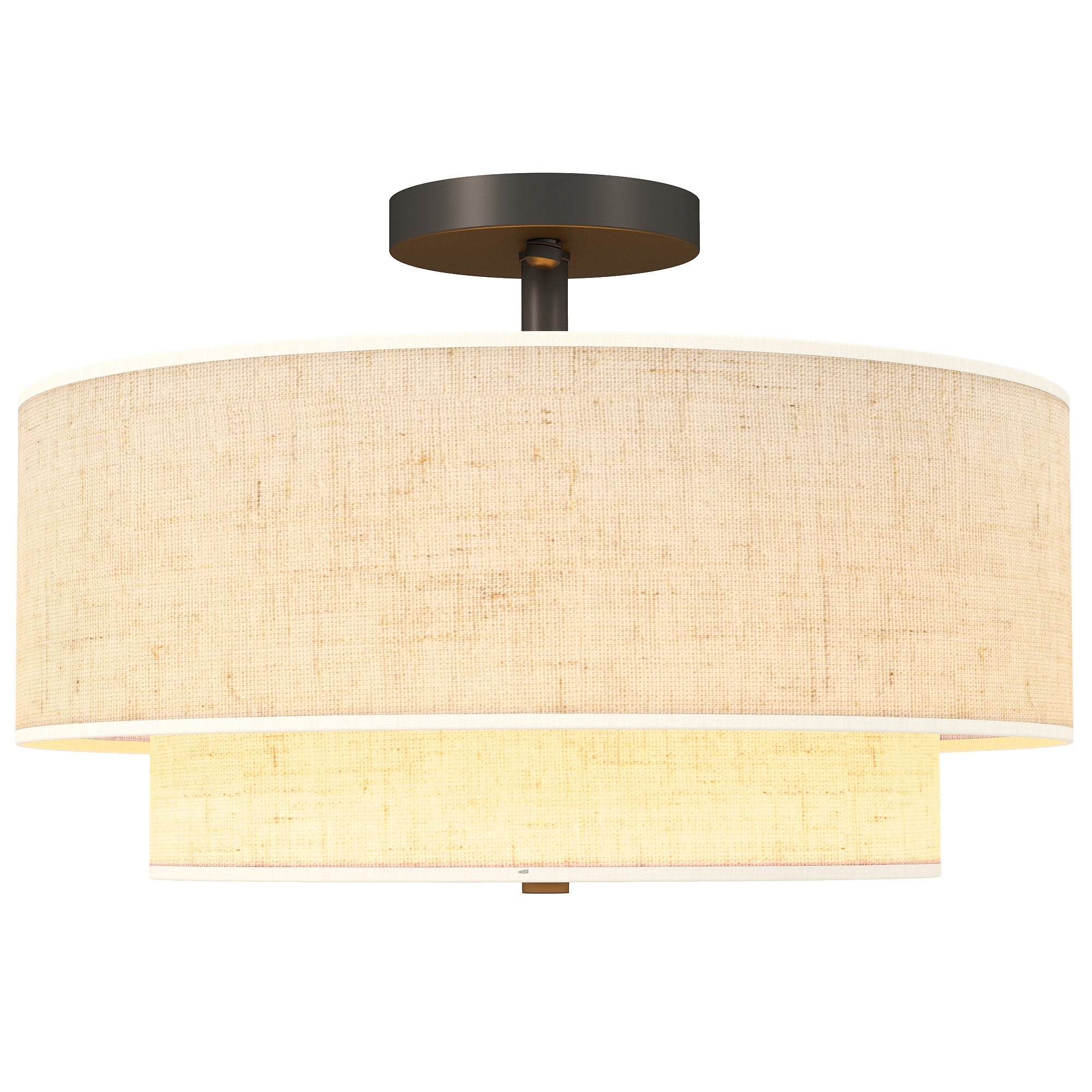 Loftlampe, Pendel Med Dobbeltskærme I Linned Look, Cremehvid Black Friday Aosom Tilbud