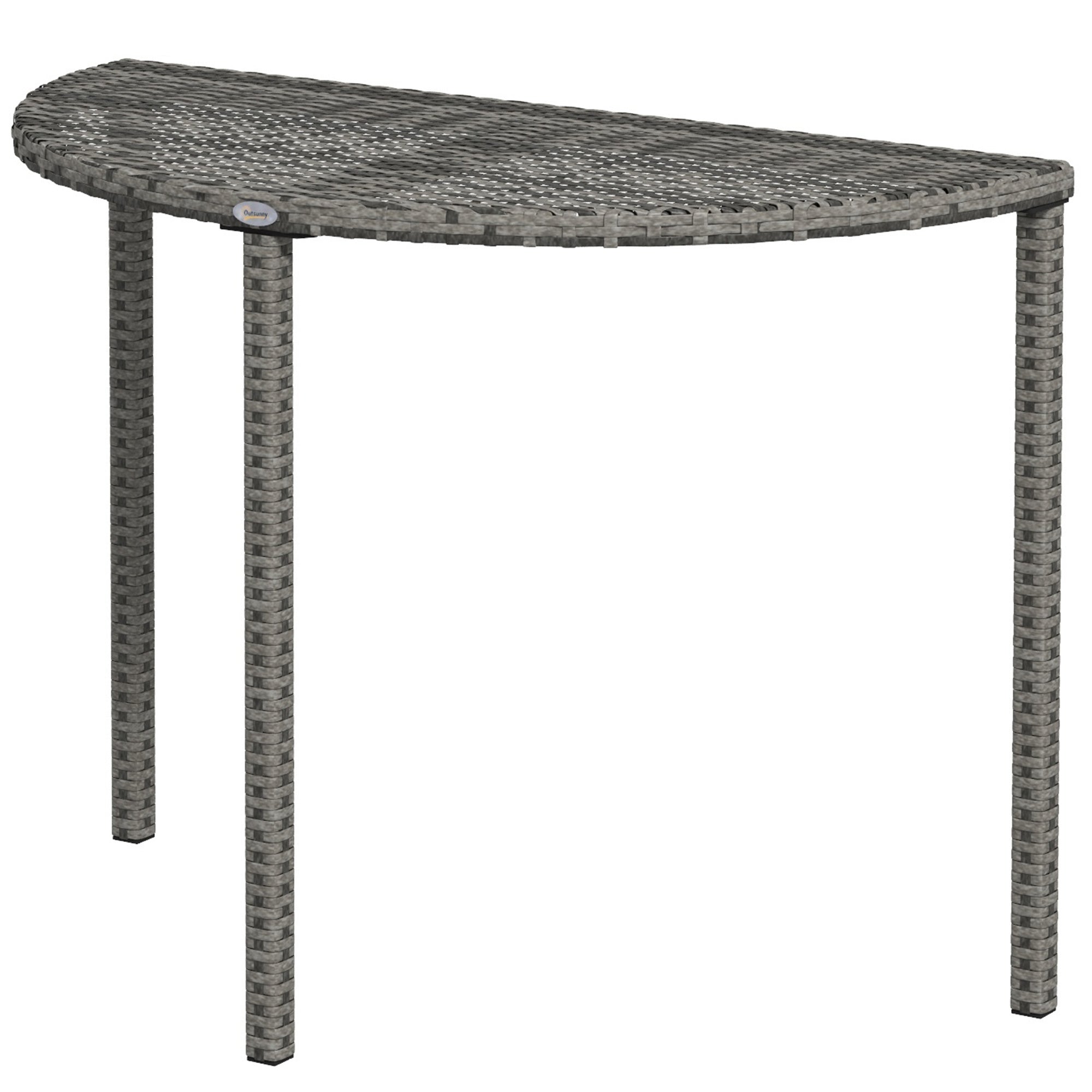 Balkonbord, Halvrundt, Polyrattan Og Metal, 100x50x74 Cm, Grå Black Friday Aosom Tilbud