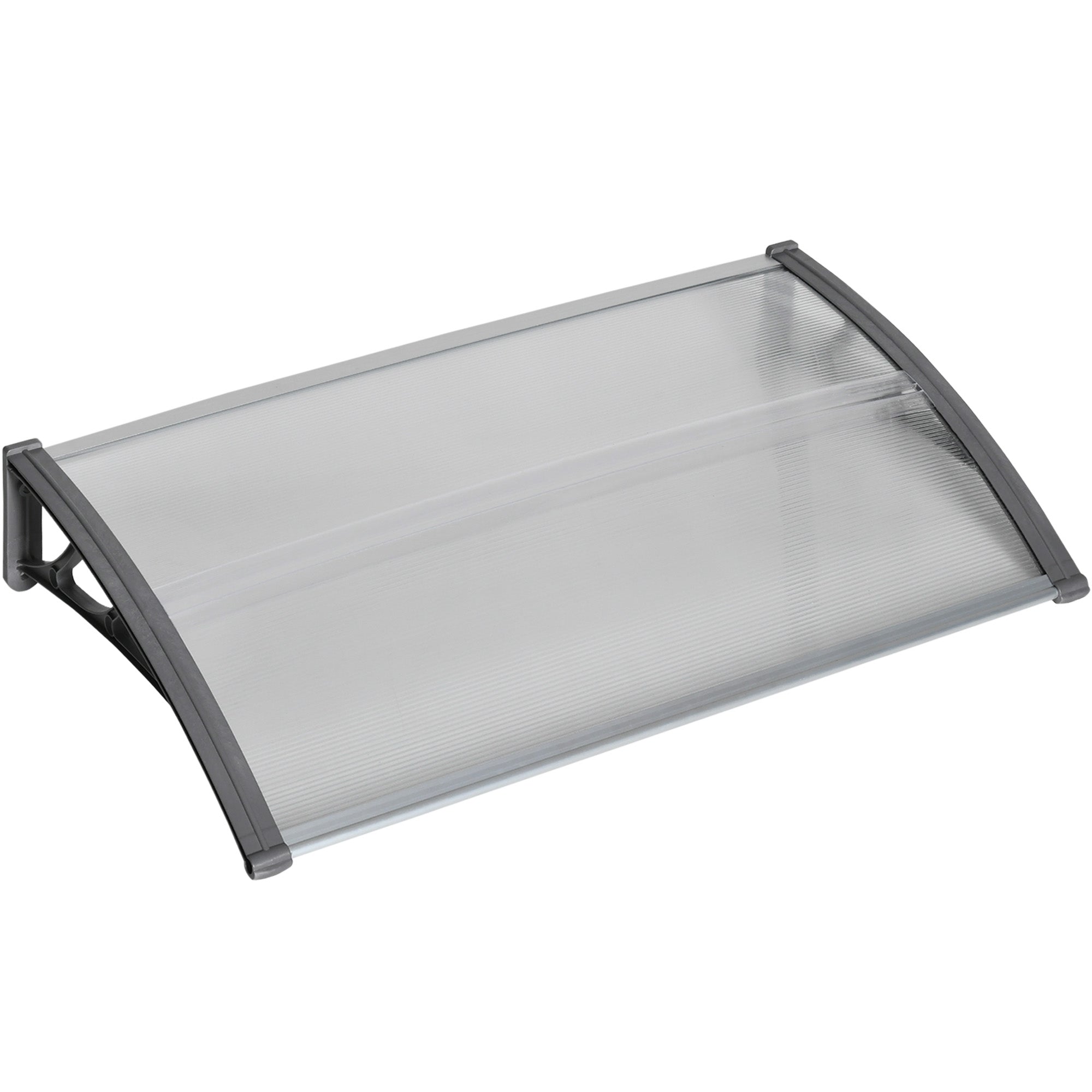 Dørmarkise, Beskyttelse Mod Regn, Vind Og Hagl, Polycarbonat, Aluminium, 110 X 60 X 18 Cm, Grå Black Friday Aosom Tilbud