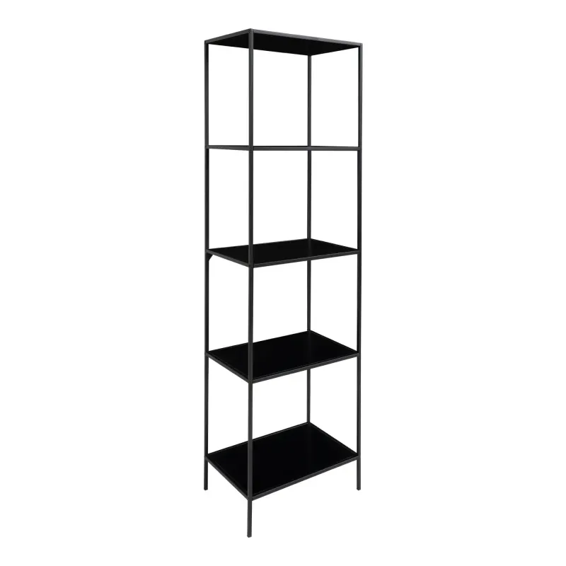 Reol Med Sort Ramme Og 5 Sorte Hylder 51x36x170 Cm   3001070 Black Friday Homeshop Tilbud