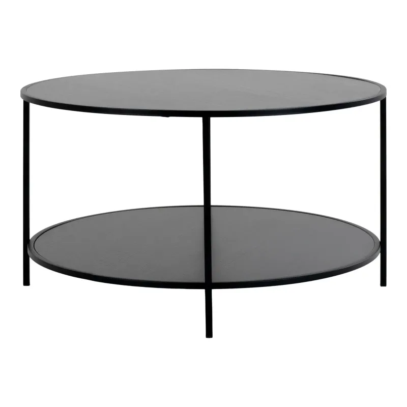 Rundt Sofabord Med Sort Ramme Og Sorte Bordplader ø80x45 Cm   2101510 Black Friday Homeshop Tilbud