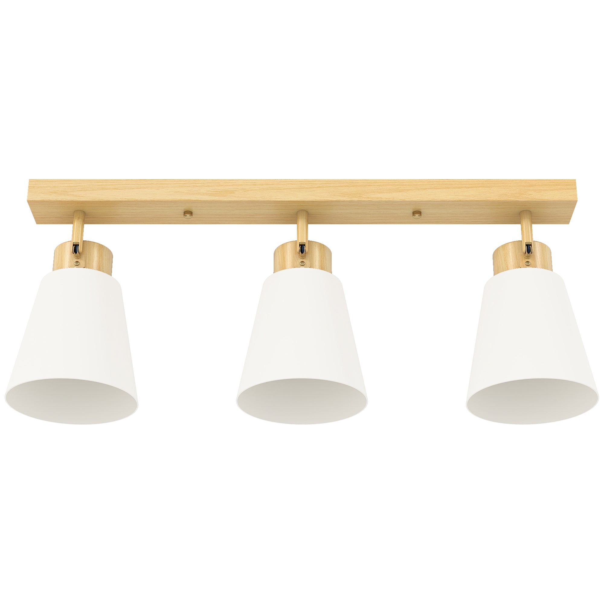Led Loftlampe 40w, Loftlampe Med Dobbelt Montering Og 90â° Justerbare Hoveder Med 3 E27 Fatninger, Naturtræ Black Friday Aosom Tilbud