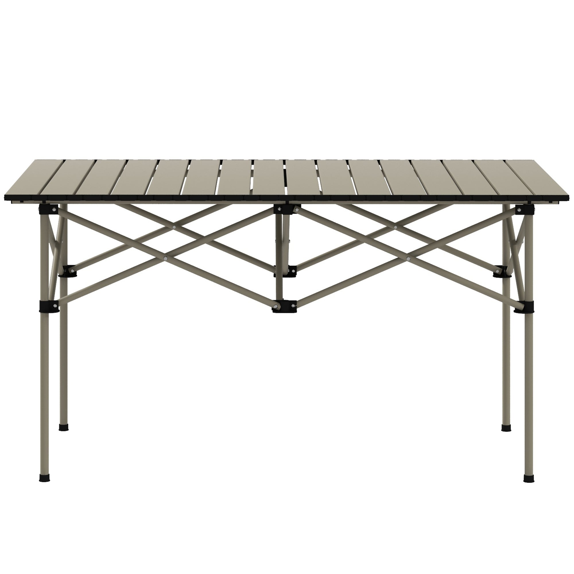 Campingbord Klapbord Med Oprullbar Bordplade Havebord Af Aluminium 2 Personer 95 X 55cm Khaki Black Friday Aosom Tilbud