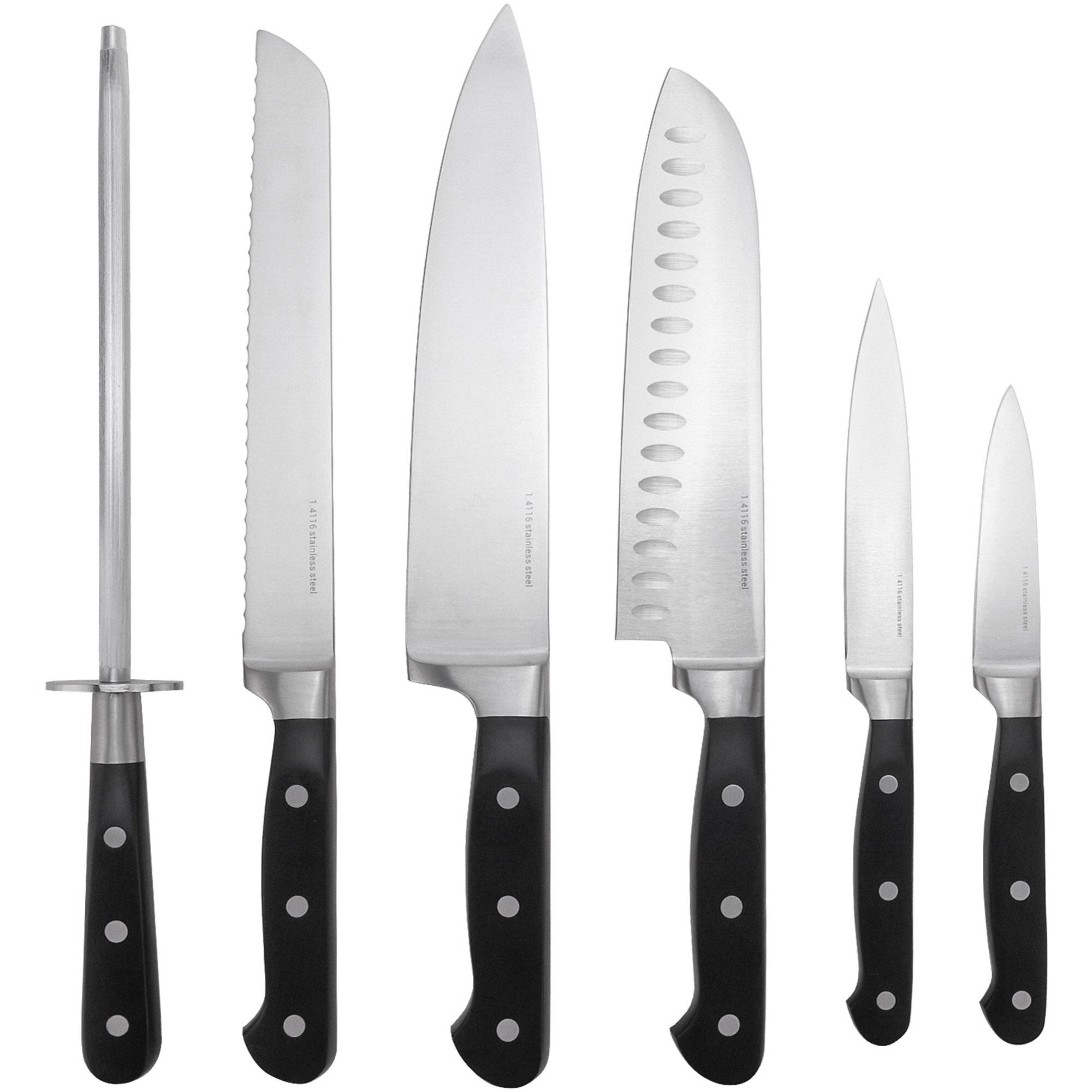 Knivsæt 6 Dele, 1.4116 Stål, Klassisk Design Black Friday Essentials Tilbud