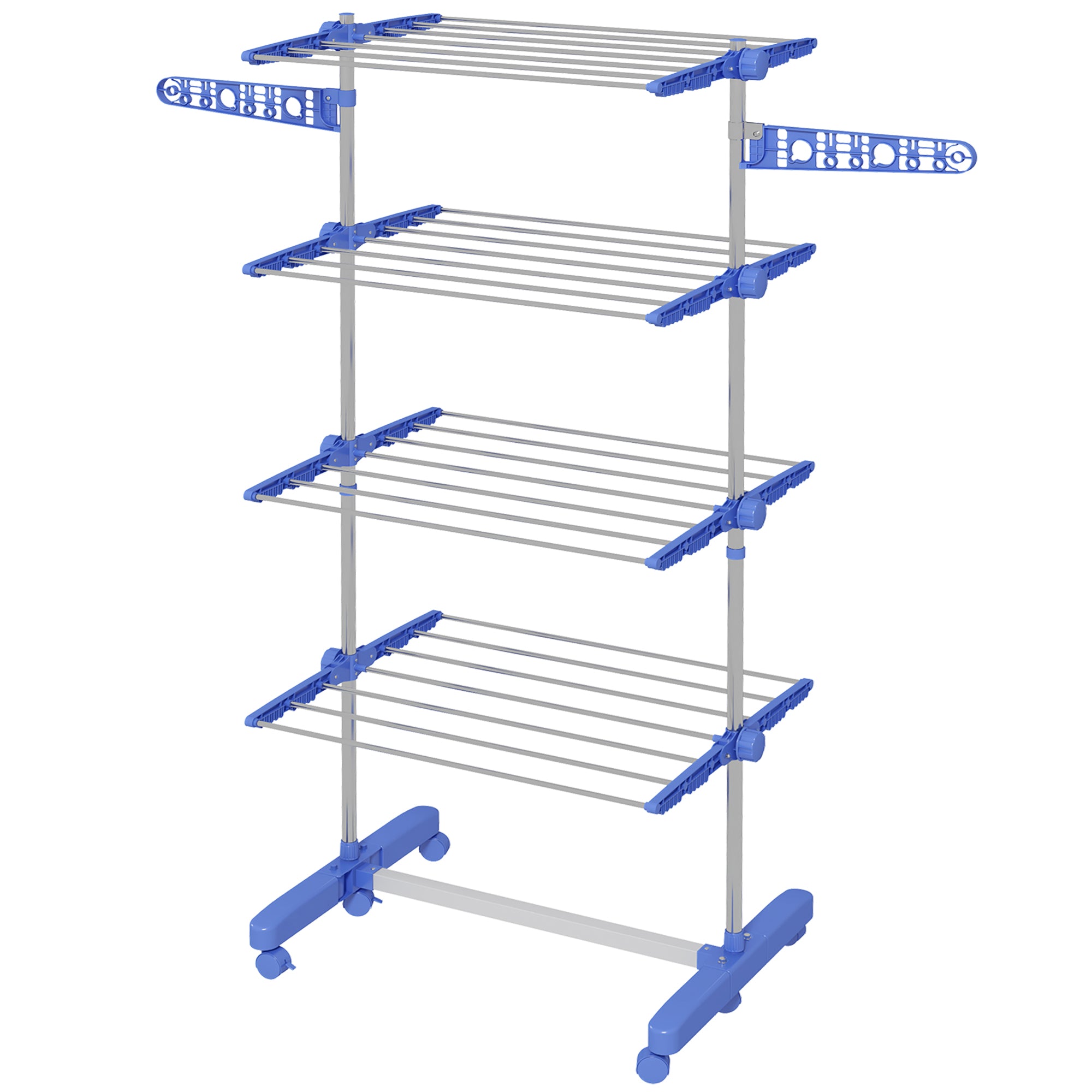 Tørrestativ Med 5 Niveauer, Foldbar, Et Klik System, 142 Cm X 55 Cm X 1,72 Cm, Blå + Sølv Black Friday Aosom Tilbud