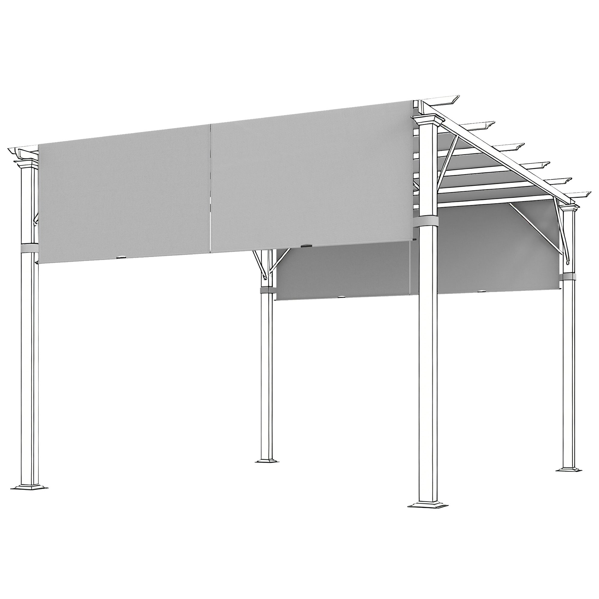 Udskiftningstag Til Pergola Med Uv Beskyttelse, Solskærm Til Terrassetag Til 3 X 3 M Pavillon, Lysegrå Black Friday Aosom Tilbud