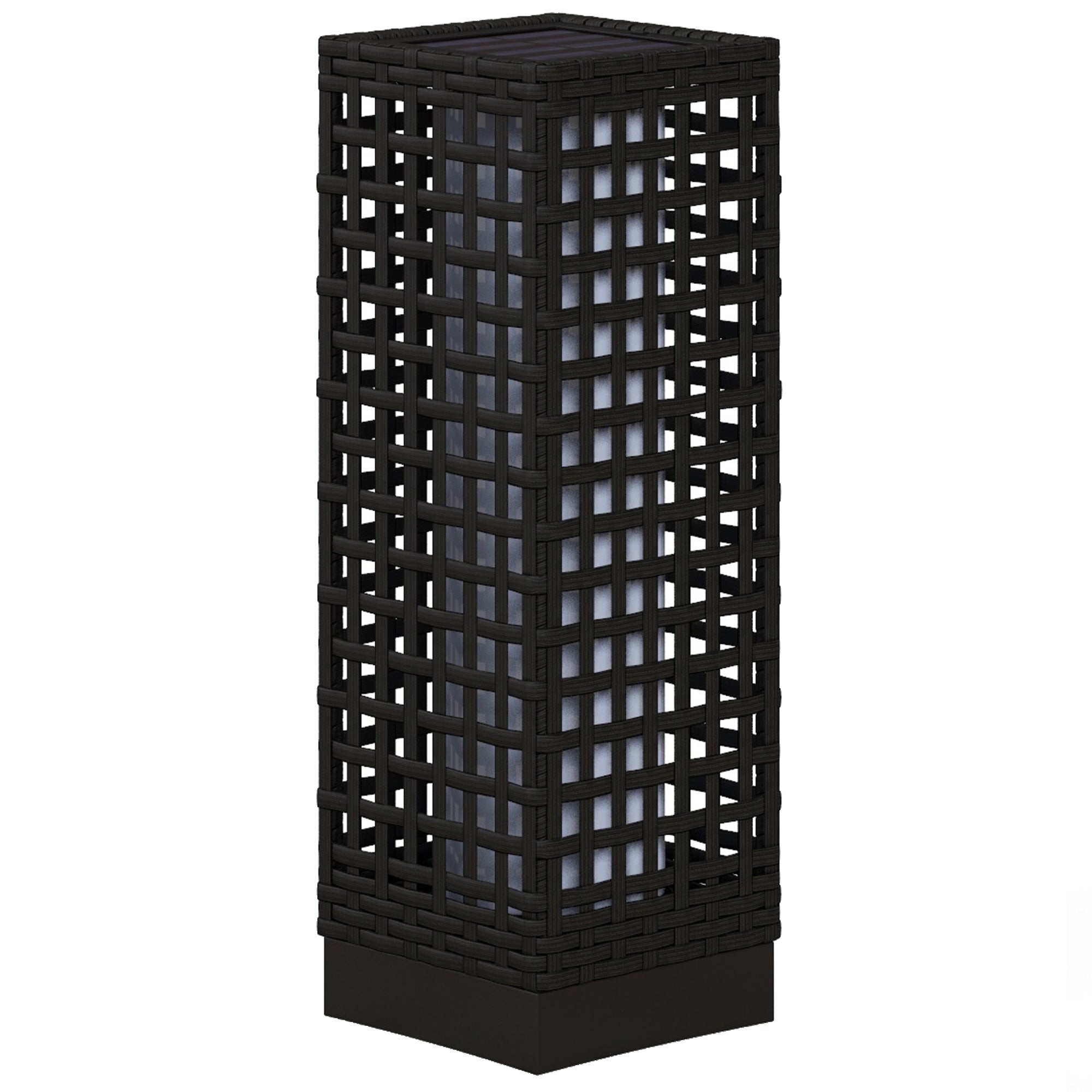 Udendørslampe Med Solpanel, Automatisk Tænding, 8 Timers Driftstid, Rottinglook, Stål, 15,5 X 15,5 X 46 Cm, Sort Black Friday Aosom Tilbud