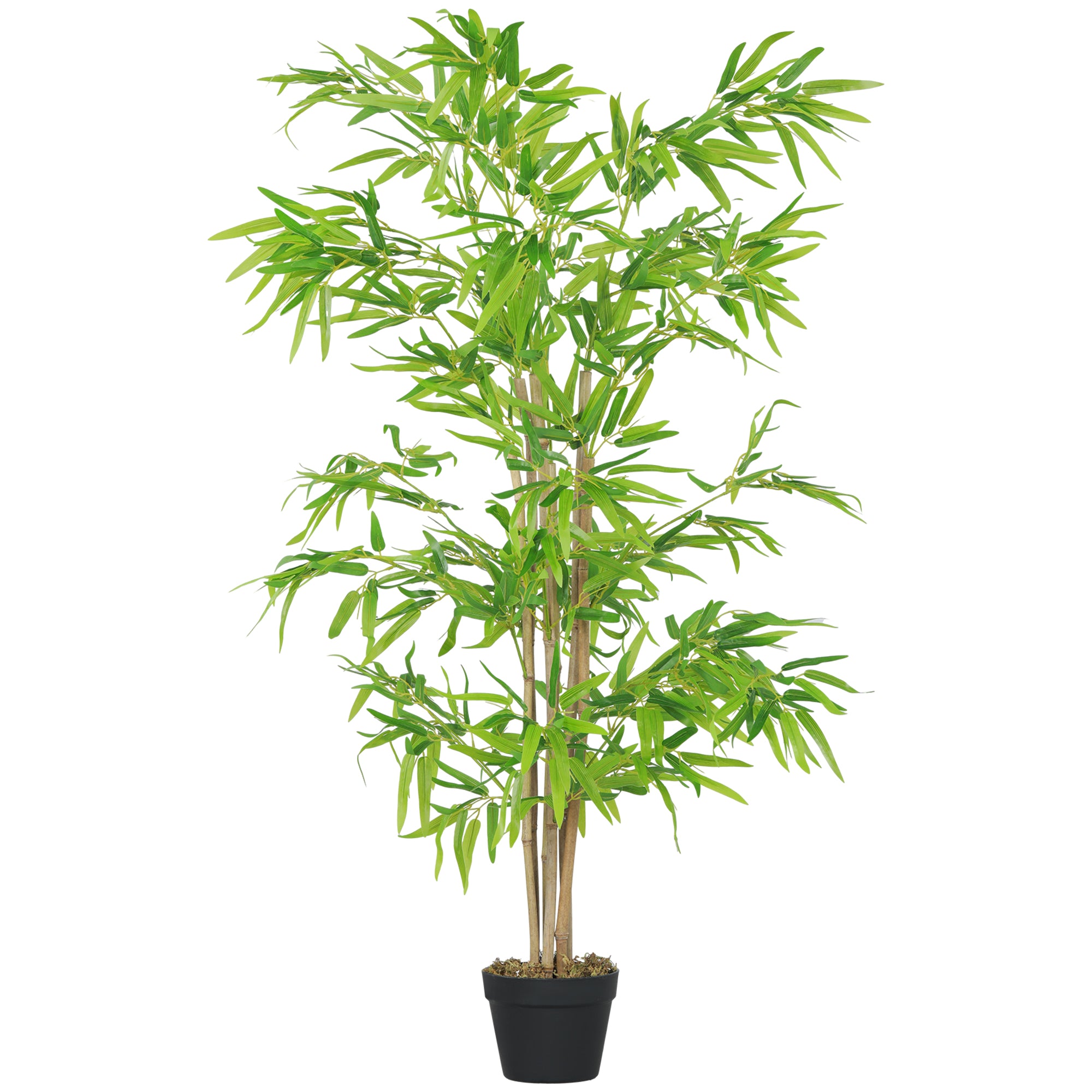 Kunstig Bambus, Kunstig Plante, Dekorativ Plante Med Potte, Kunstigt Træ, Trædekoration, 150 Cm Black Friday Aosom Tilbud